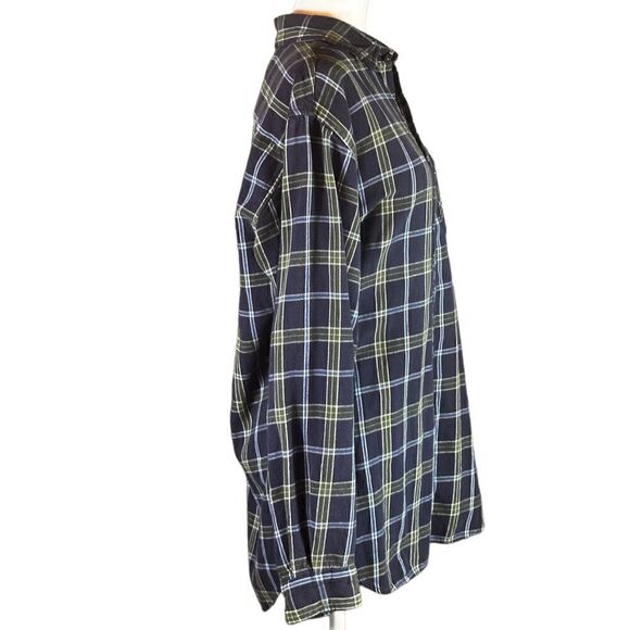 Carhartt Long Sleeve Flannel Button Front Shirt Blue and Green Size Medium 📦 - Picture 3 of 12